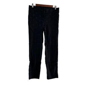 Loft Marisa Black Jacquard Ankle Pants Womens Size 6 Embroidered floral Office